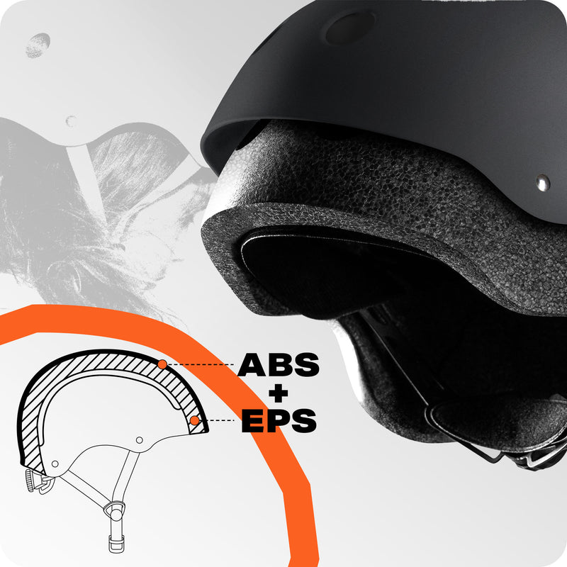 Dual-layer ABS + EPS shell protects the back of the head and temples.