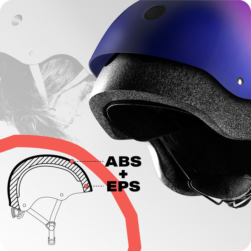 Dual-layer ABS + EPS shell protects the back of the head and temples.