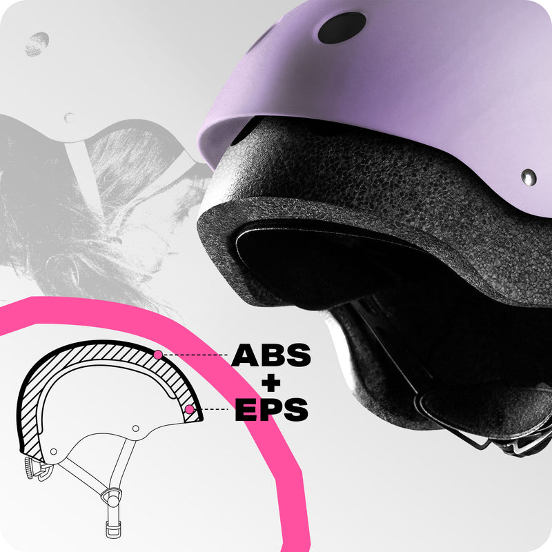 Dual-layer ABS + EPS shell protects the back of the head and temples.