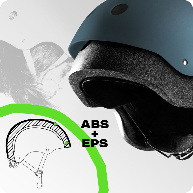 Dual-layer ABS + EPS shell protects the back of the head and temples.